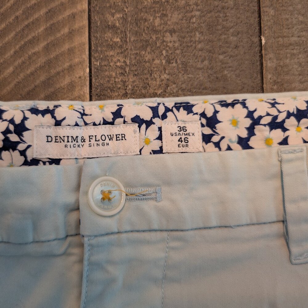 Denim & Flower Ricky Singh Light Blue Chino Shorts 36